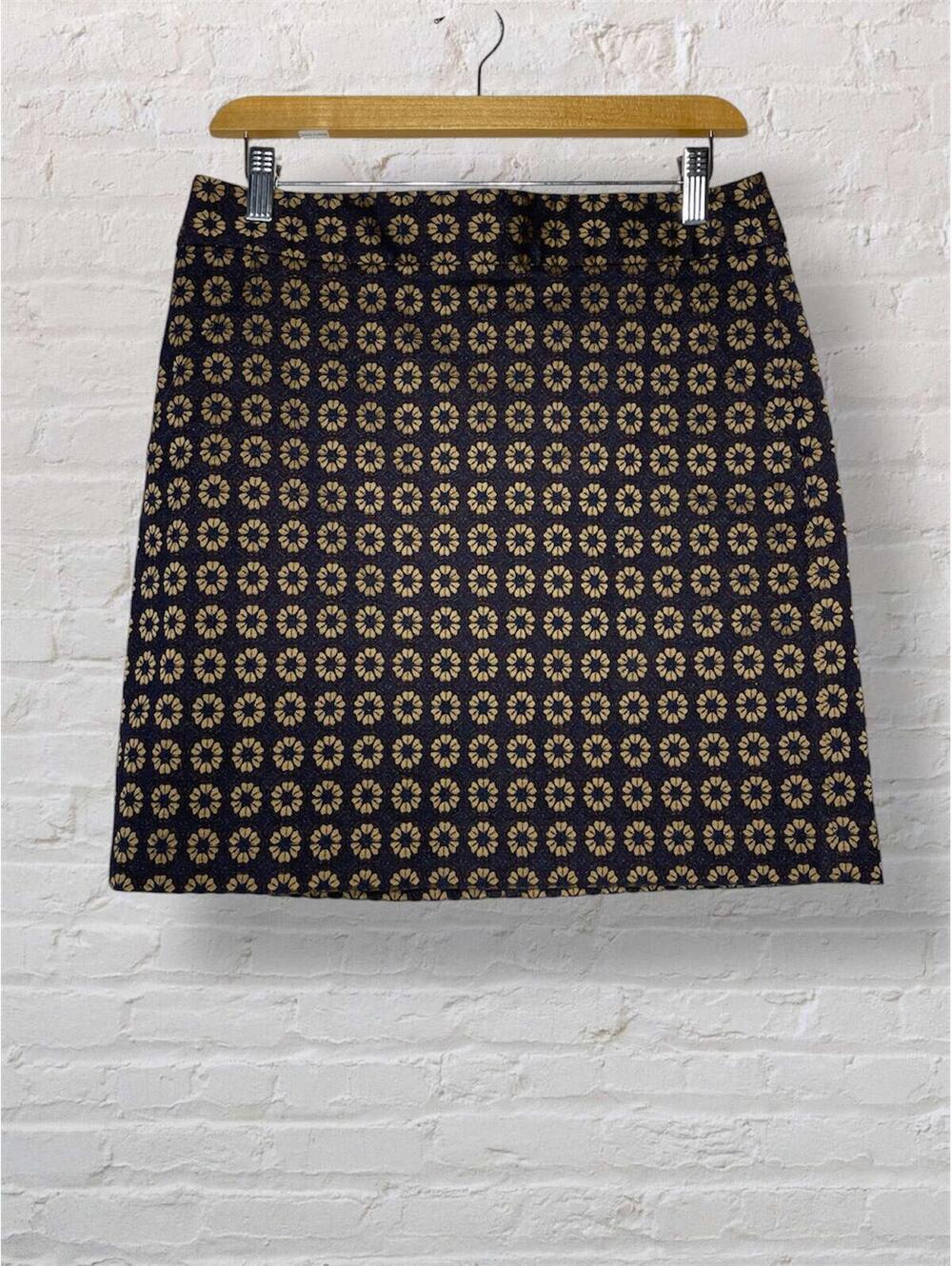 LOFT Metallic Floral Mini Skirt Navy & Gold Dark Academia 8P